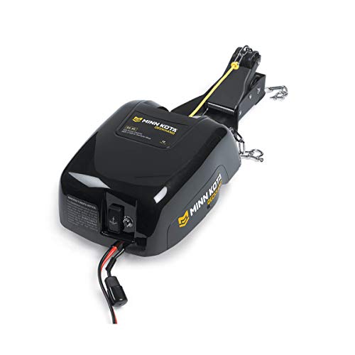Electric Boat Anchor Winch - Horizontal Mount Davit, 40 lb Capacity, 100 ft Nylon Rope & Mounting Hardware