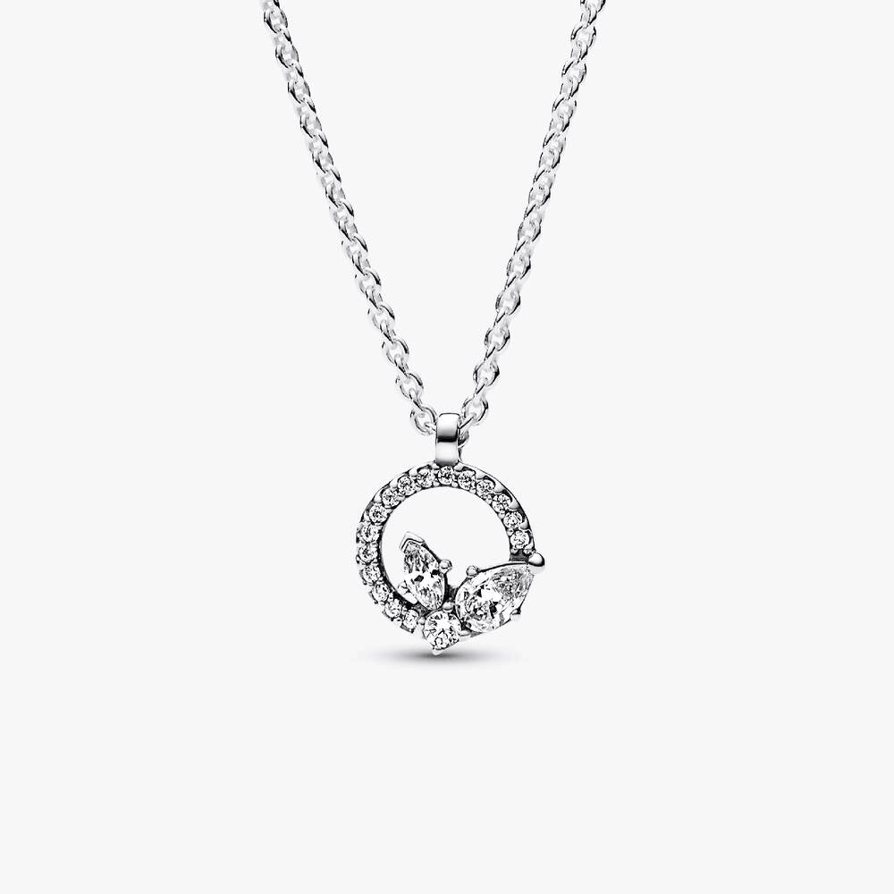 Sparkling Herbarium Circle & Cluster Pendant Necklace