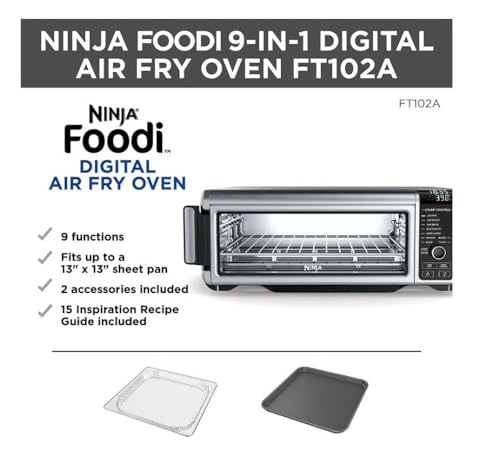 Ninja Foodi 9-in-1 Digital Air Fry Oven, Convection Oven, Toaster, Stainless Steel - 102A