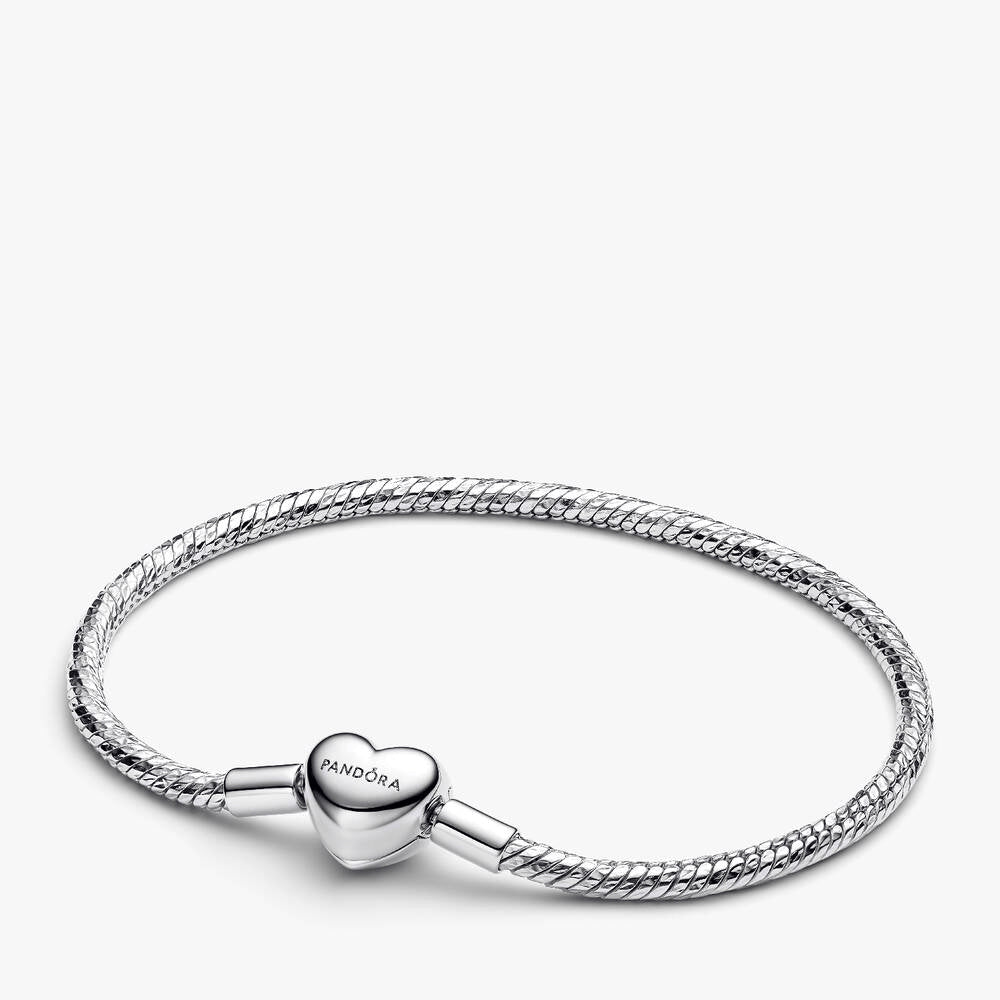 Heart Clasp Faceted Snake Chain Bracelet