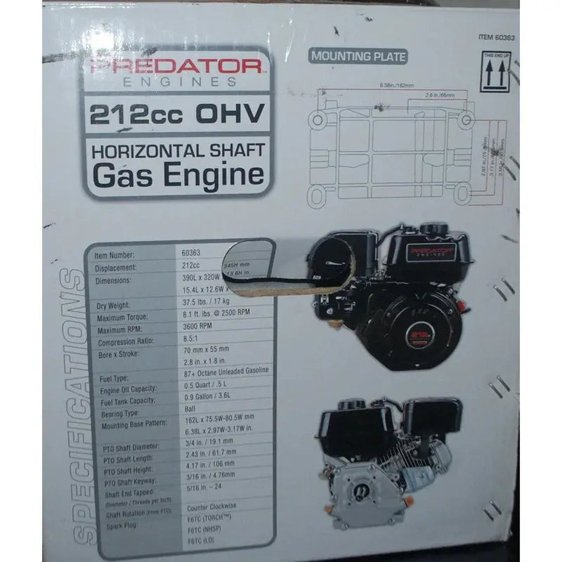 Predator 212cc 6.5 HP OHV Horizontal Shaft Engine - 69730