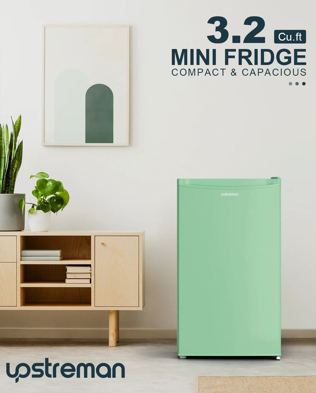 Upstreman 3.2 Cu.Ft. Single Door Mini Refrigerator With Freezer - BR321