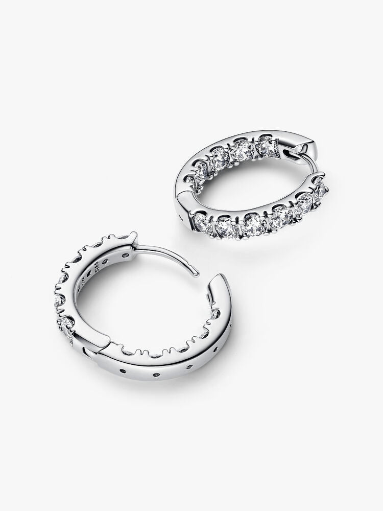 Sparkling Row Eternity Hoop Earrings