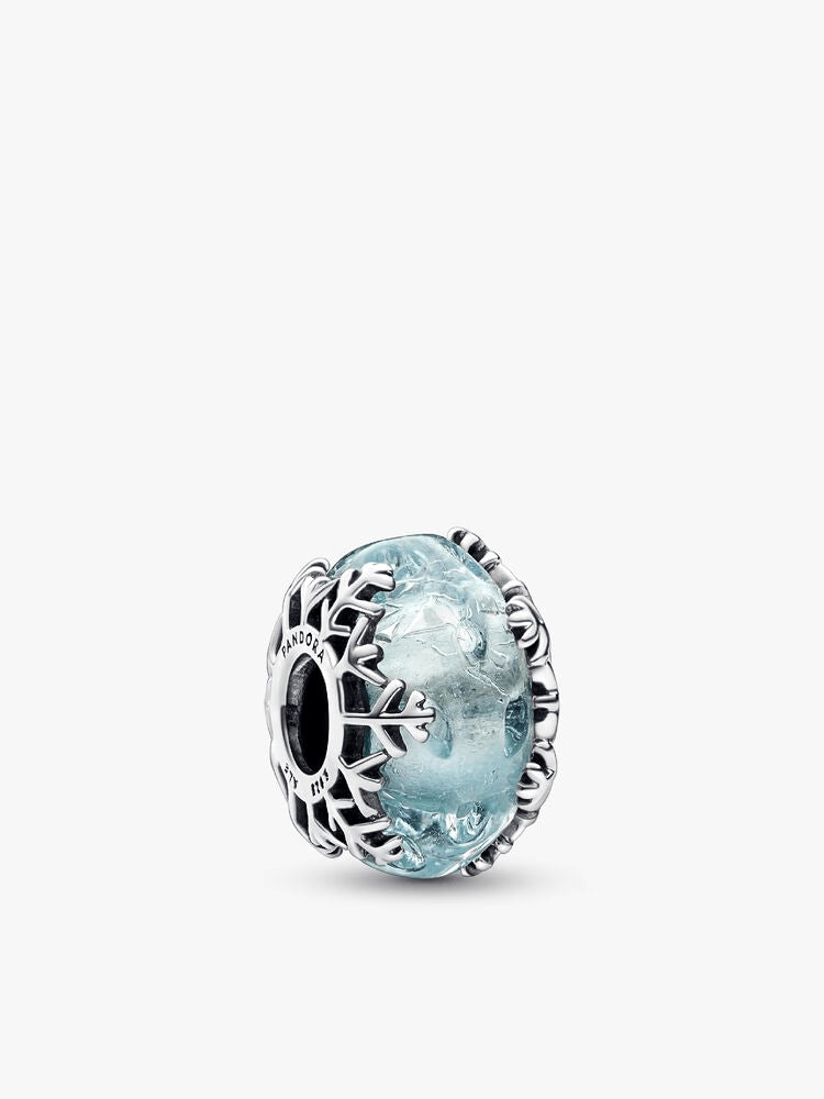 Winter Blue Snowflake Murano Charm