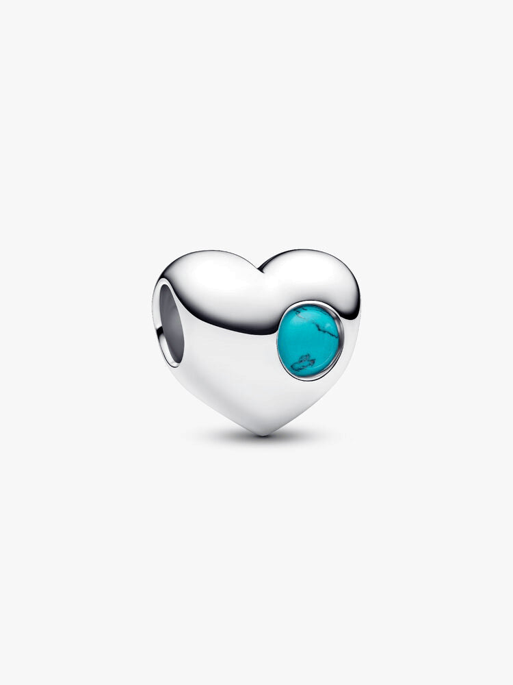 Engravable Turquoise Blue Stone Heart Charm