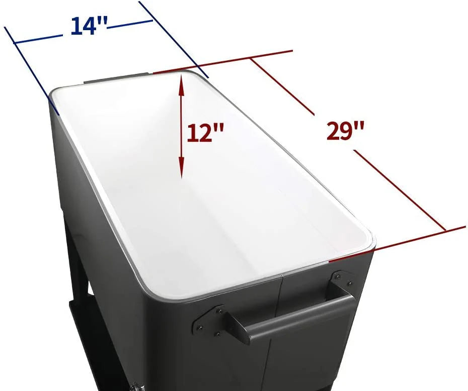 VINGLI 80 Quart Rolling Cooler Cart - 20 Gallon, 70 Cans/50 Bottles