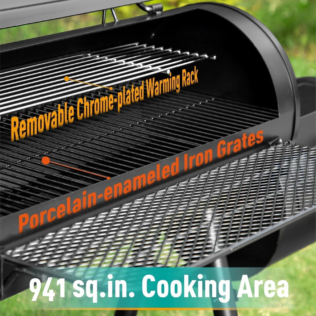 941 Sq. In. Charcoal Grill With Offset Smoker - Black