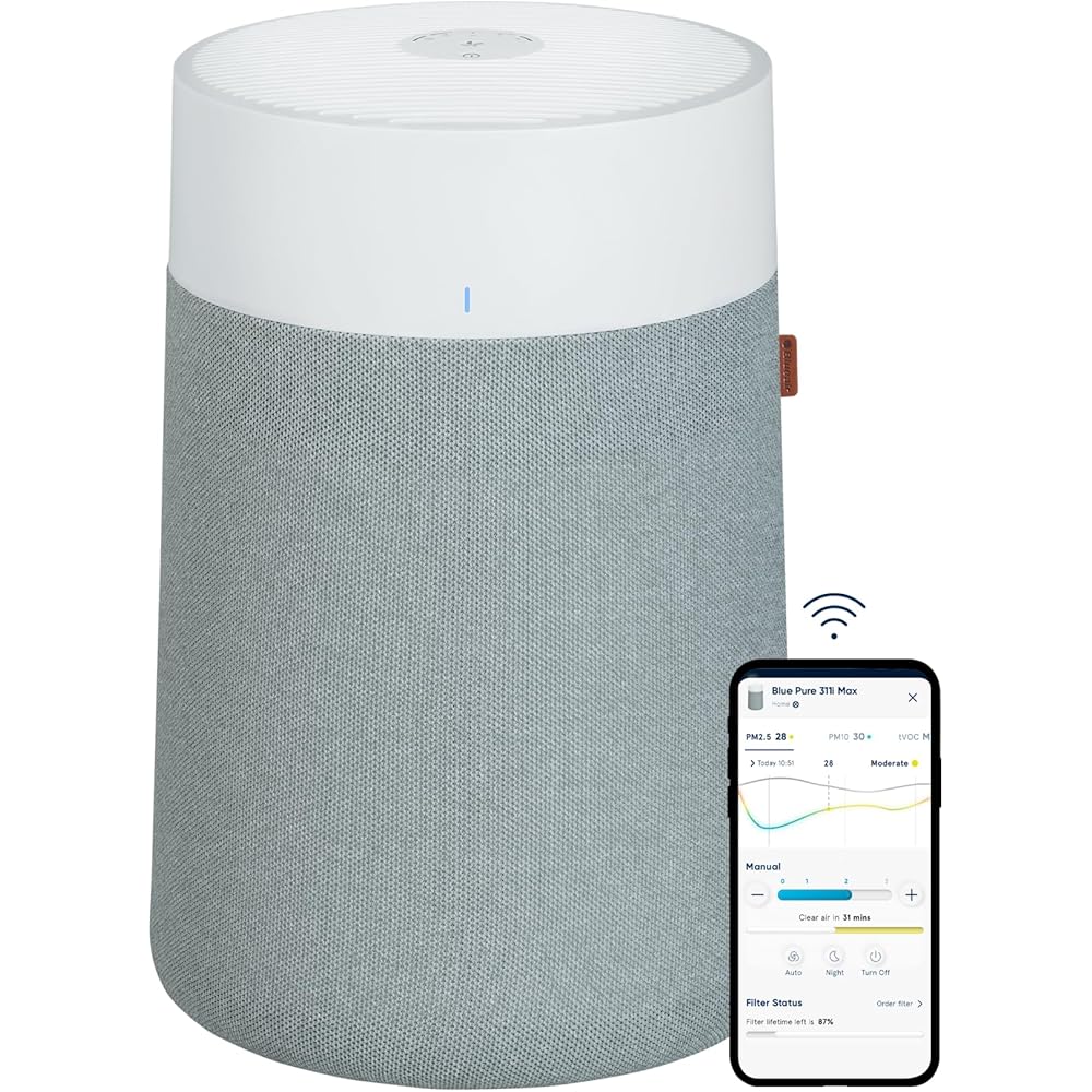 BLUEAIR Blue Pure 311i Max Smart Air Purifier, Grey And White - Blue Pure 311i Max