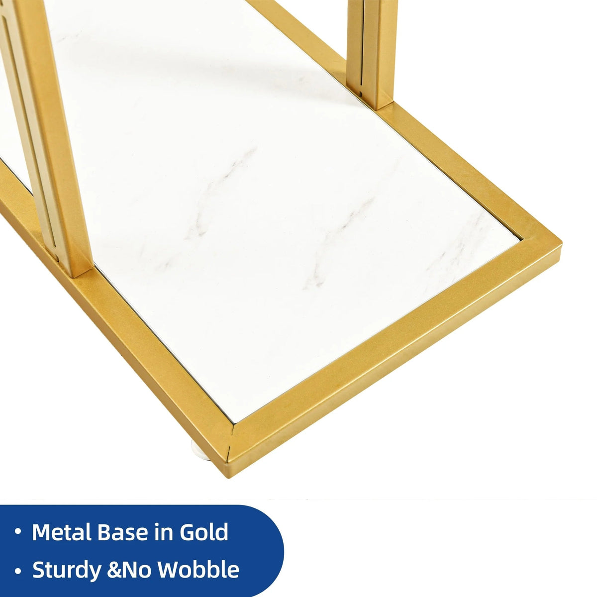 Console Table With Faux Marble MDF Top And Gold Metal Frame