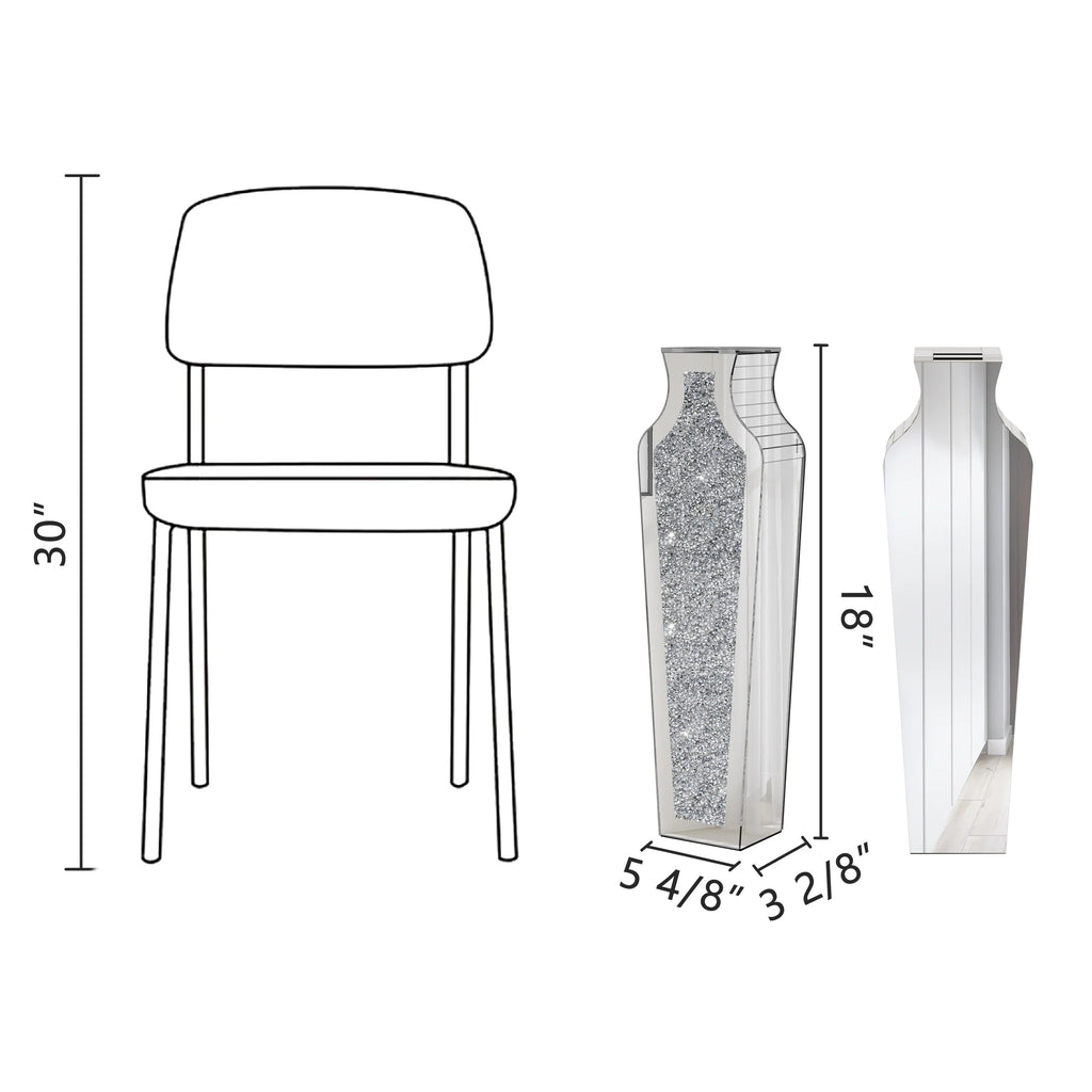Crushed Diamond Floor Vase, Glass And MDF - 26.8 in, 36 in, 43 in