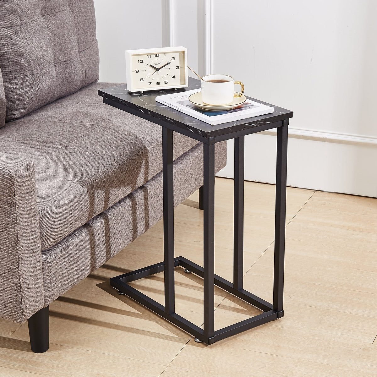 C-Shaped Sofa Side Tables, Set of 2, 11" D x 19" W x 24" H