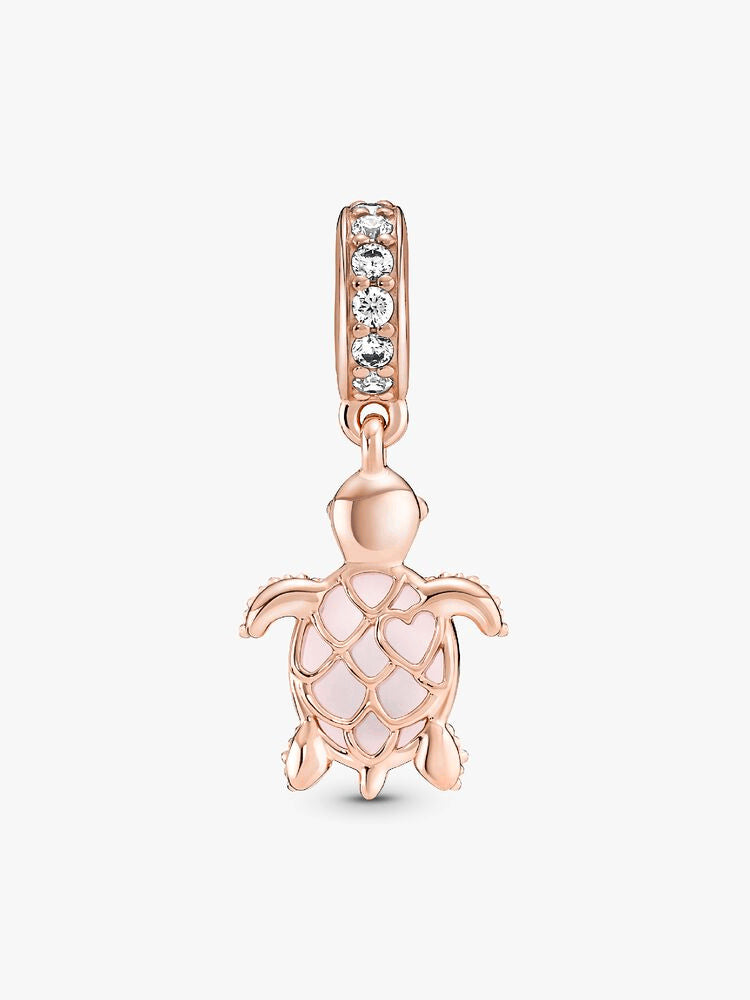 Murano Glass Pink Sea Turtle Dangle Charm