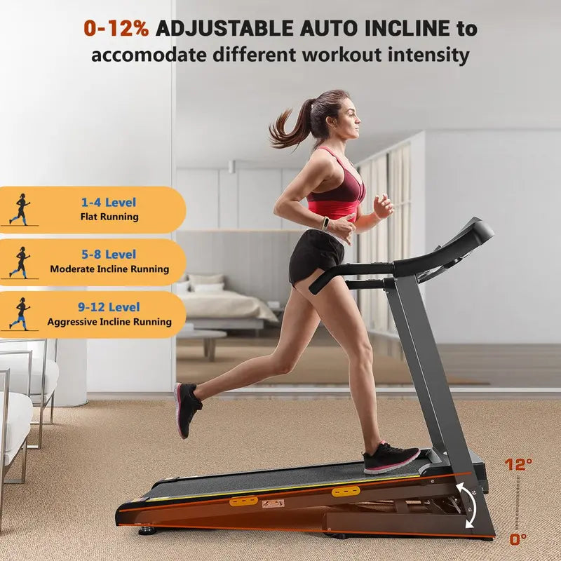MARNUR Folding Treadmill With 2.5 HP Motor, 12% Auto Incline, 220 Lb Capacity, 0.5-8.5 MPH
