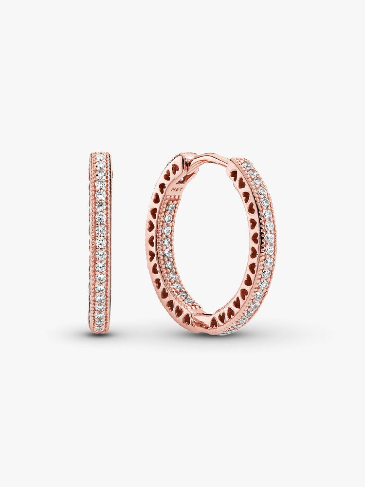 Sparkle and Hearts Hoop Earrings