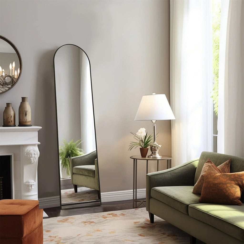 Full-Length Floor Mirror With Stand, Aluminum Alloy Frame - 71x30