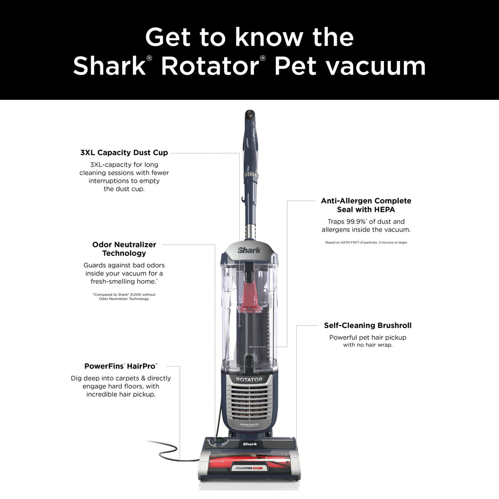 Shark Rotator Pet Upright Vacuum Cleaner, Bagless, Chimera - ZU100
