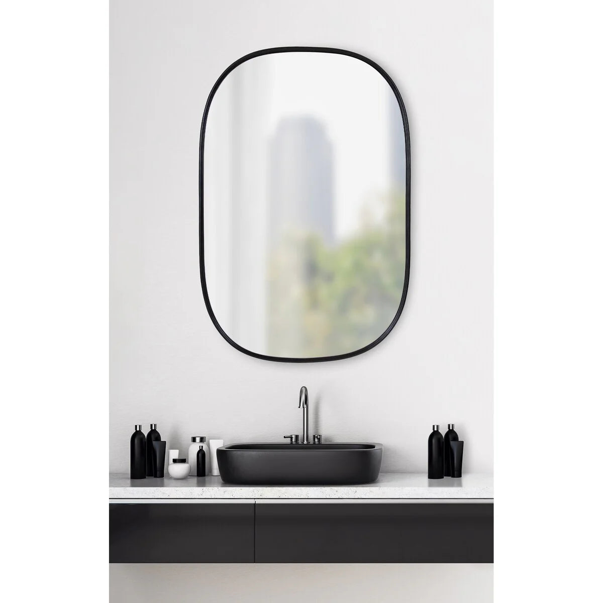 Capsule Framed Wall Mirror, 16x48, 18x24, 22x34, 24x36, Black, Bronze, Gold, Gray, Silver, Antique-Bronze
