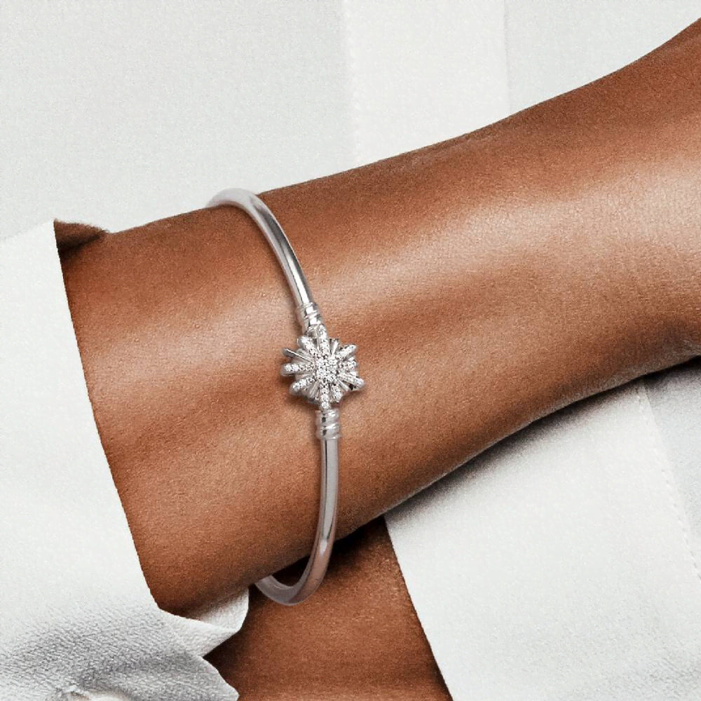 FINAL SALE - Moments Silver Bangle, Fireworks Clasp