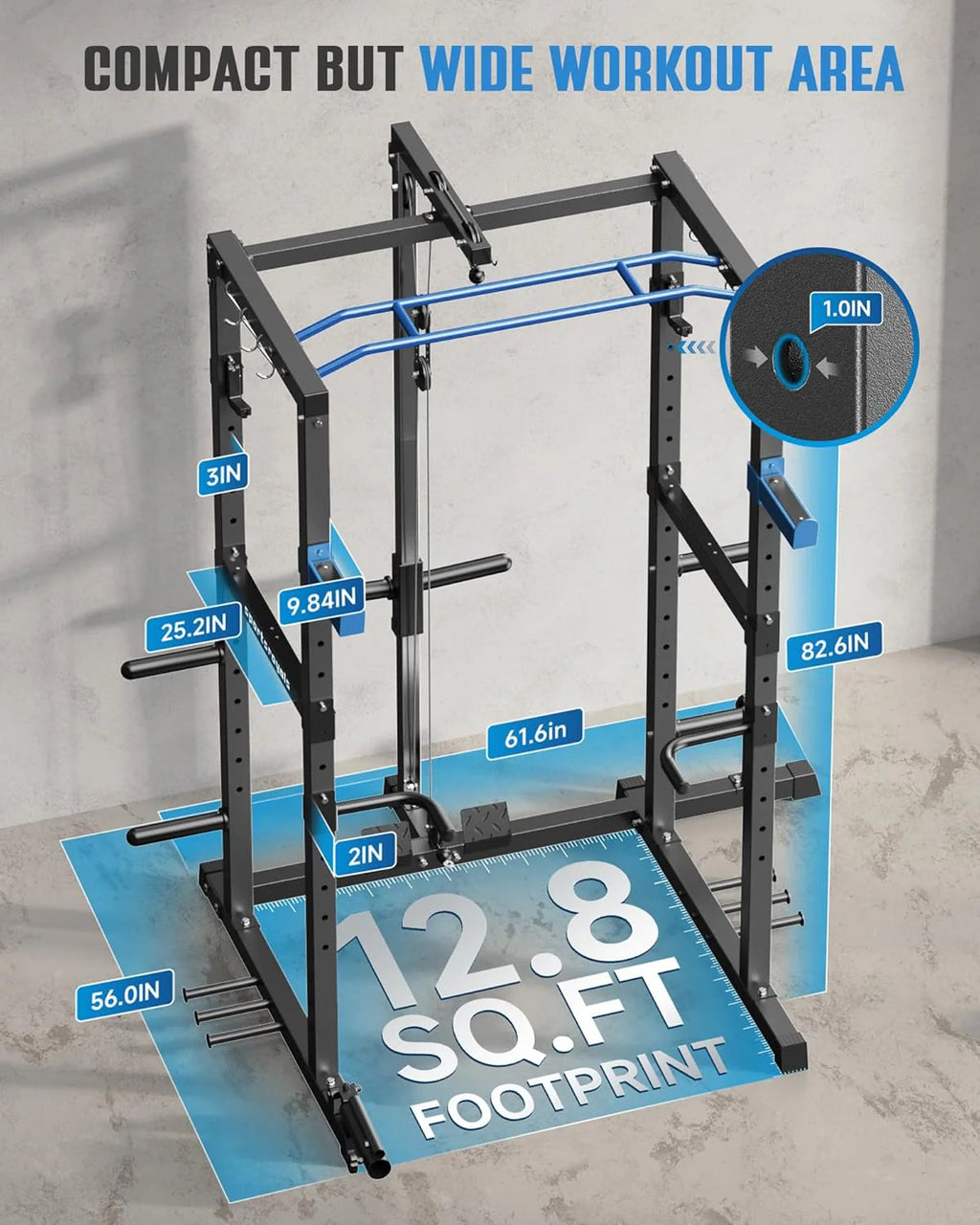Sportsroyals Power Cage With Lat Pulldown, Black - Power Cage