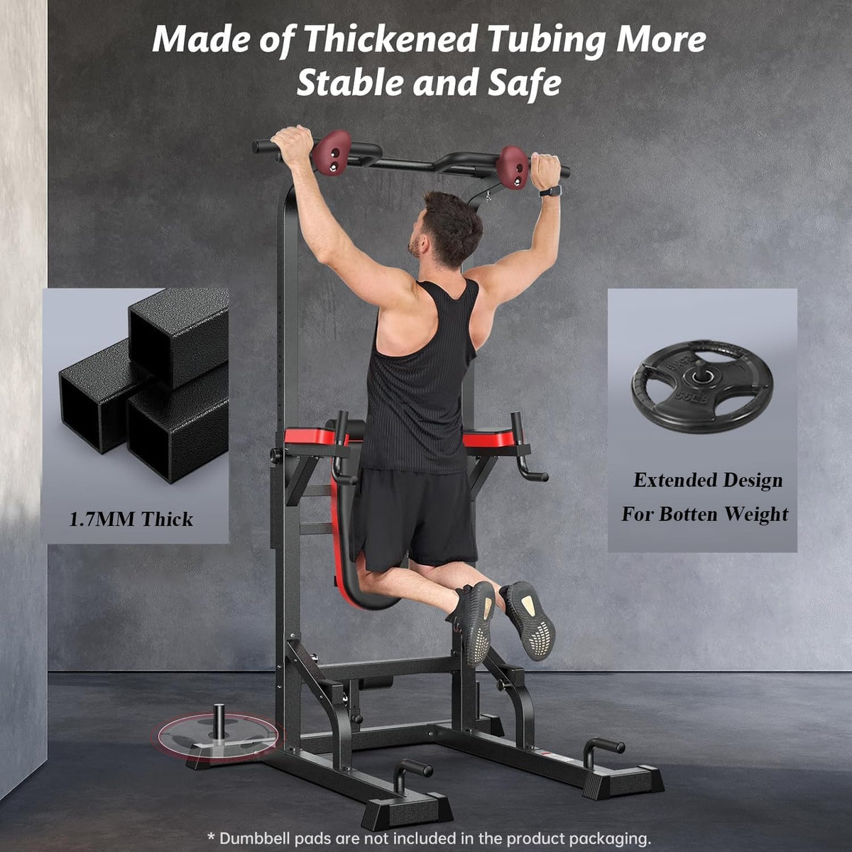 Power Tower Dip Station With Pull-Up Bar, Supine Board, Adjustable