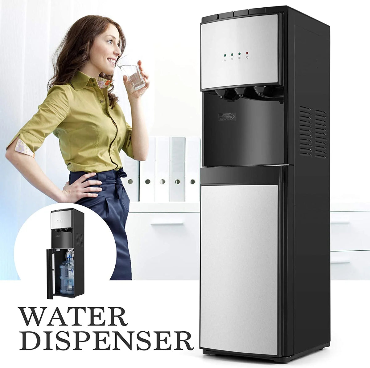 Bottom Loading Water Dispenser - 5 Gallon, Hot And Cold, 3 Temperature Spouts
