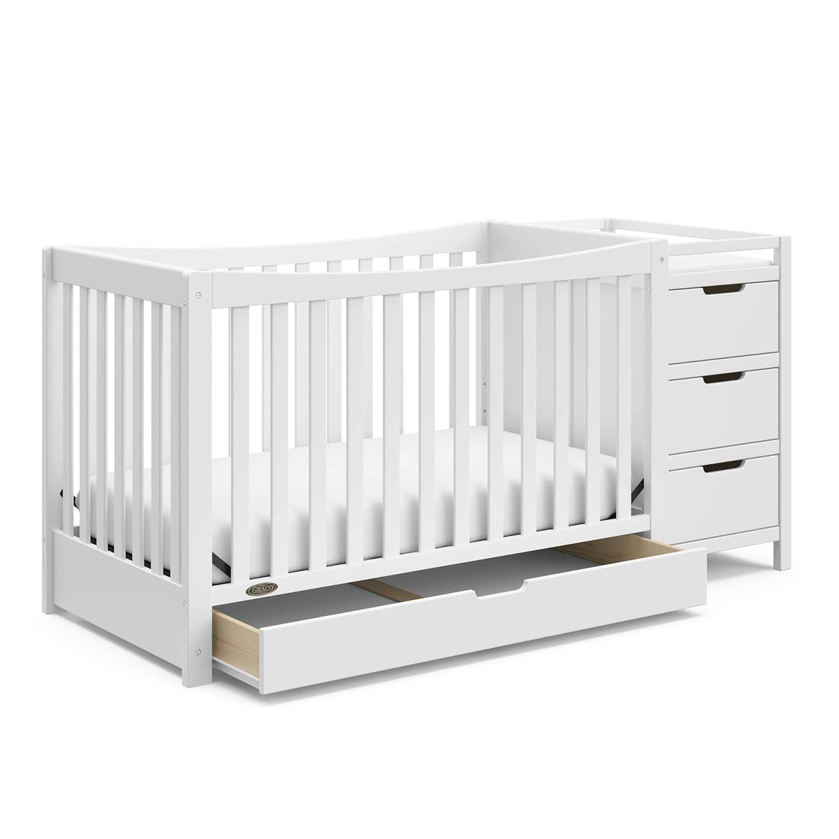 Graco Remi Convertible Crib And Changer With Premium Foam Mattress - White