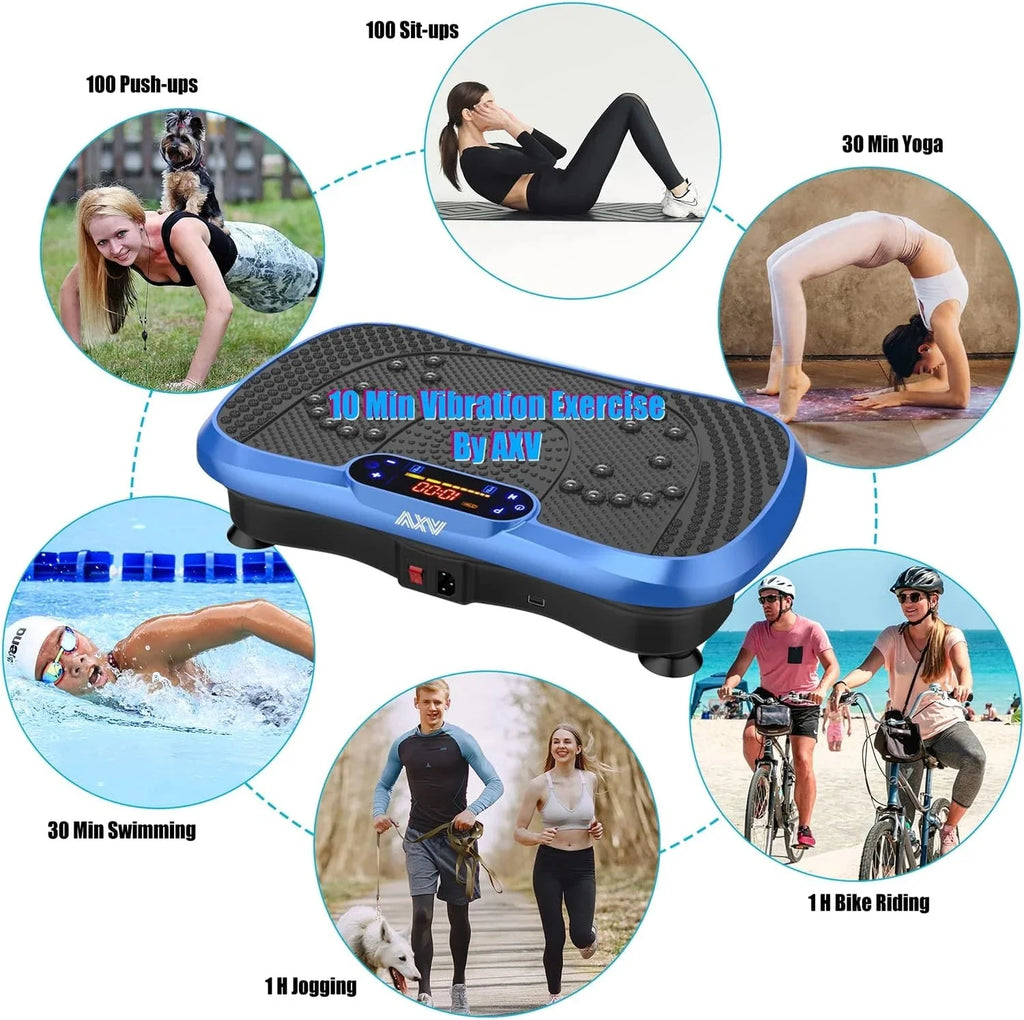 AXV Vibration Plate Fitness Platform, Gray, 2 Resistance Bands - Slim-Gray