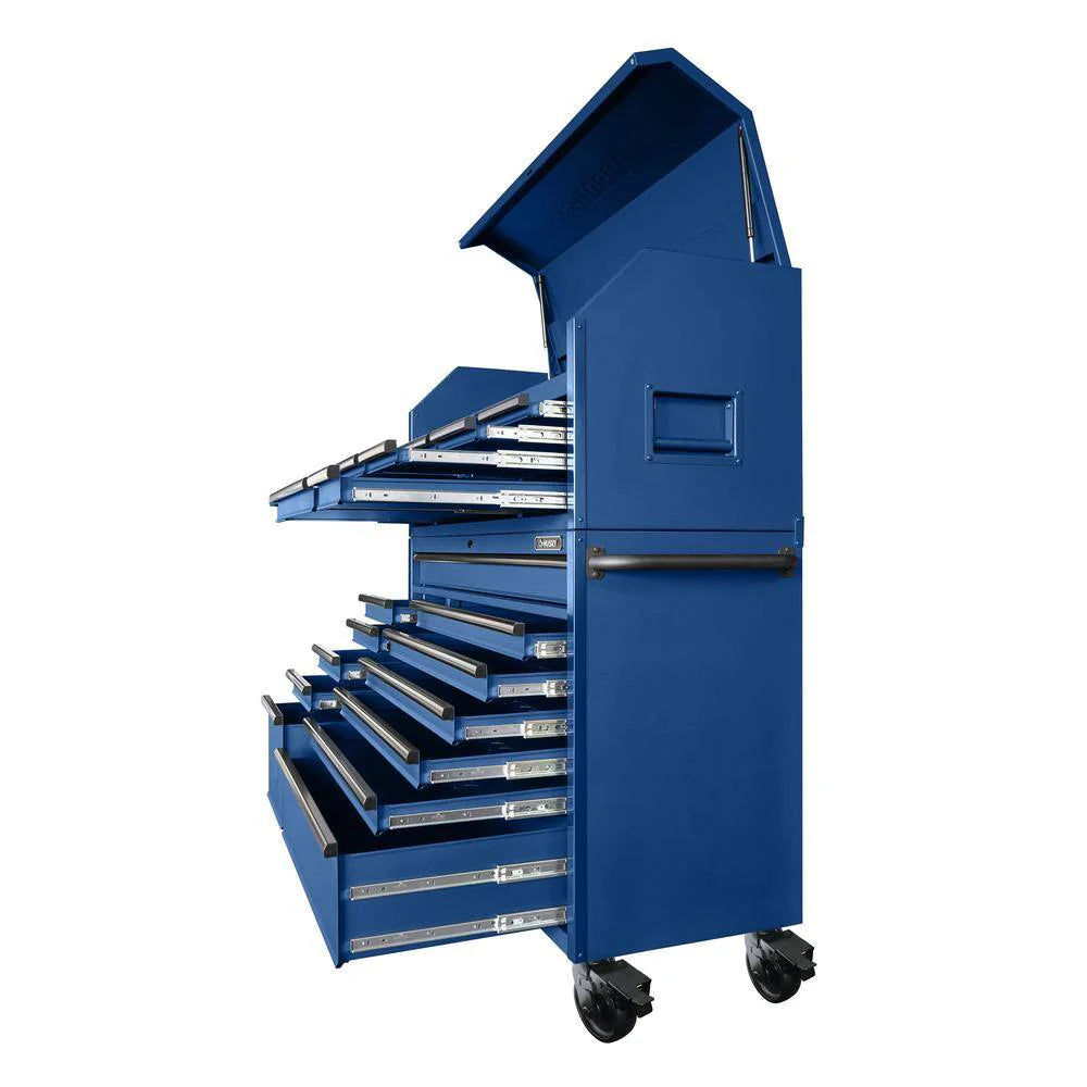 23-Drawer Heavy Duty Rolling Tool Chest And Top Cabinet Set, 56 in. W x 22 in. D, Matte Blue