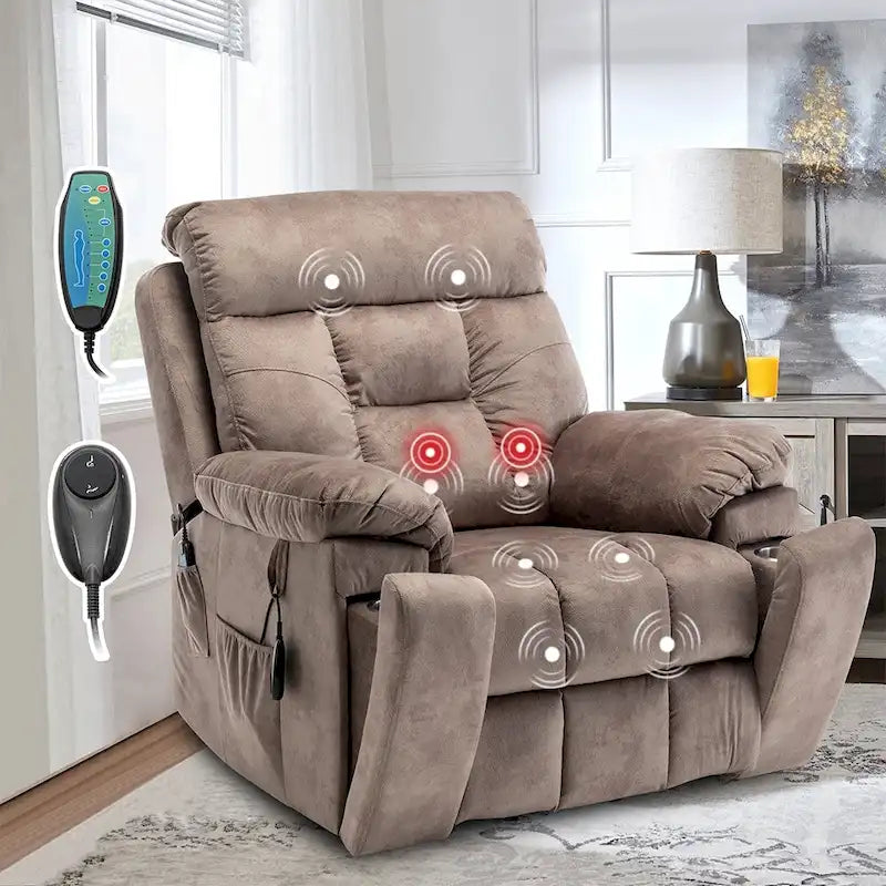 Large Electric Power Lift Recliner With Heat, Massage, Hidden Cup Holder - 40.94W x 38.19D x 42.52H