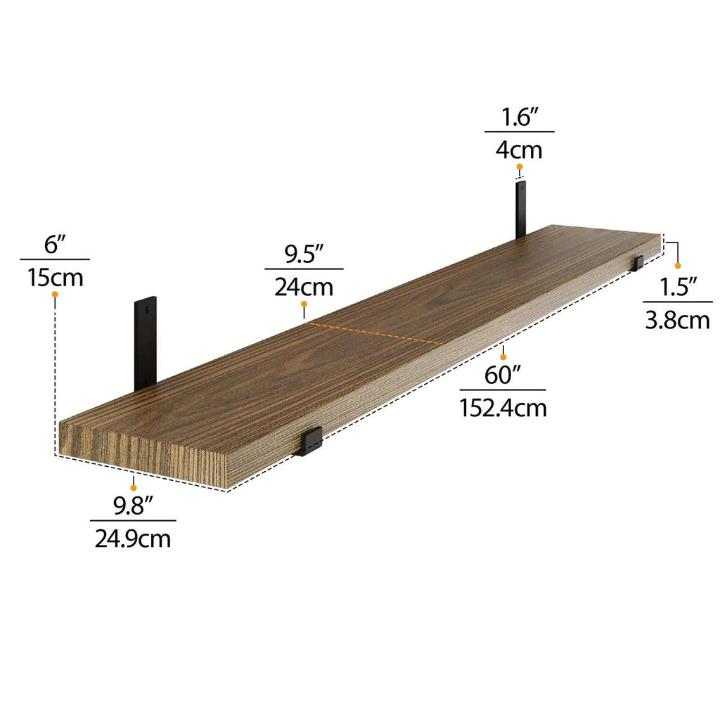 Floating Wall Shelf, 60 Inch x 9.25 Inch Deep