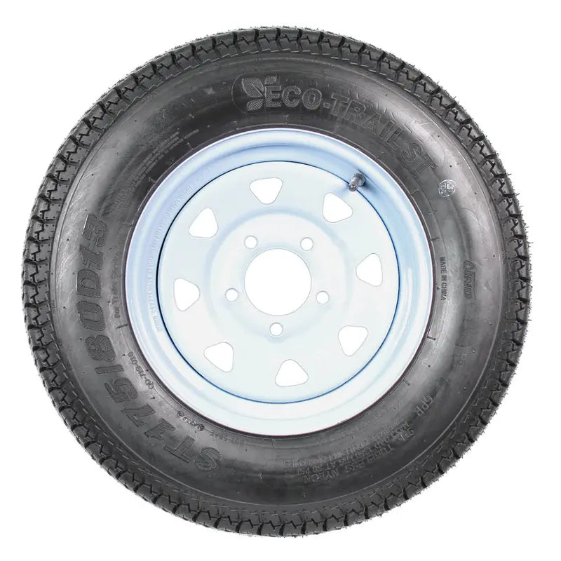 2-Pack ST175/80D13 Trailer Tires On White Spoke Rims - Load Range C, 5-Lug Mounting