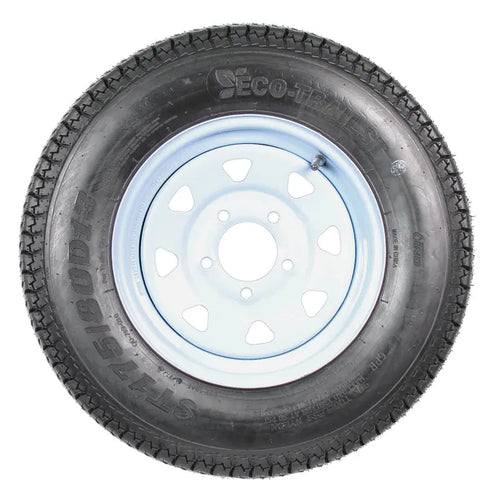 2-Pack ST175/80D13 Trailer Tires On White Spoke Rims - Load Range C, 5-Lug Mounting