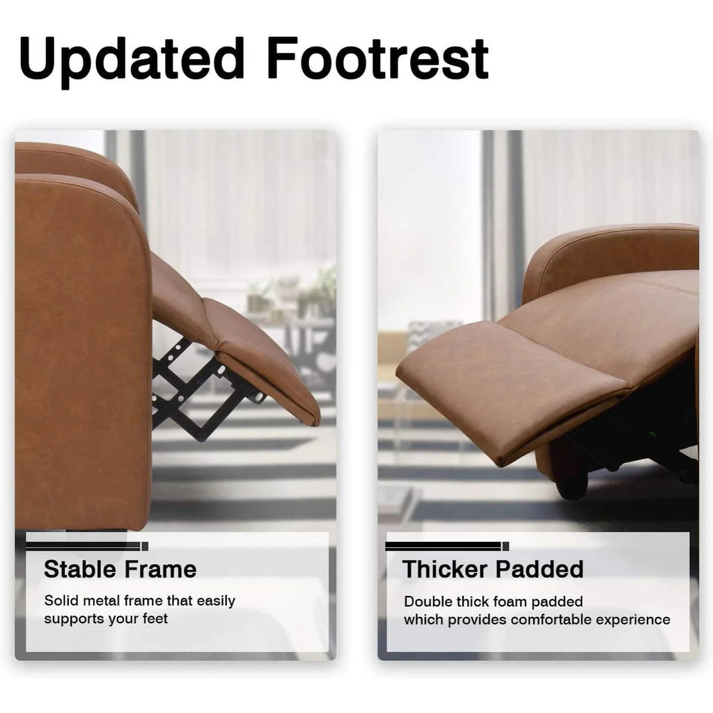 PU Leather Recliner Chair, 27.6 x 35.8 x 38.6 in, 3 Reclining Positions