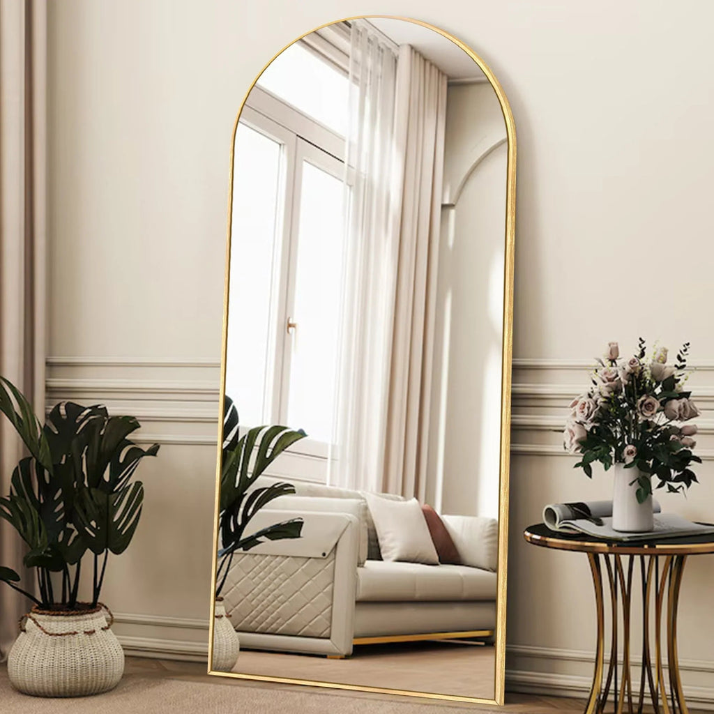 Arched Full Length Floor Mirror With Aluminum Alloy Frame - 65x22, 71x24, 71x28, 71x32