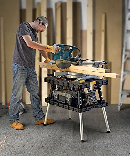 Keter Folding Work Table, 1000 lbs Capacity, Two 12 in Clamps, Black/Yellow - 197283