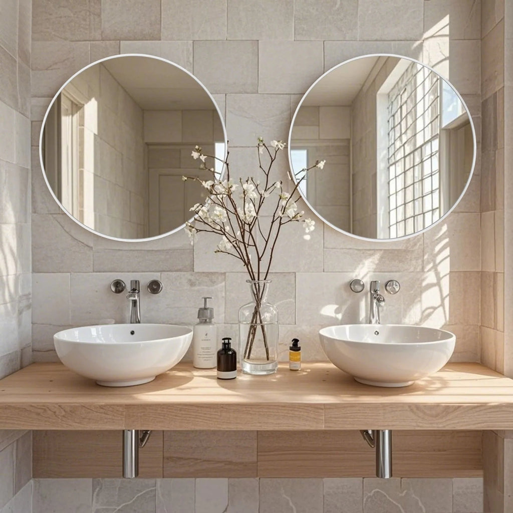Round Bathroom Vanity Mirror, 24x24 / 36x36, Black, Brushed Gold or Silver