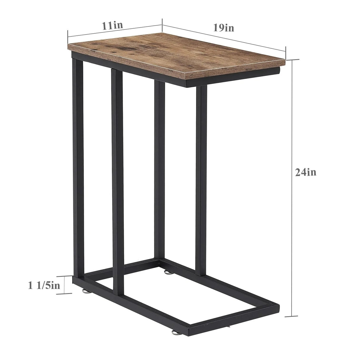 C-Shaped Sofa Side Tables, Set of 2, 11" D x 19" W x 24" H