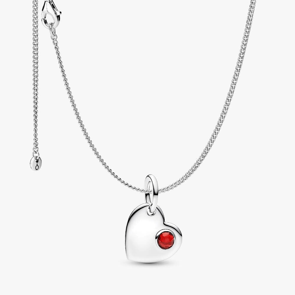 January Birthstone Heart Pendant Necklace