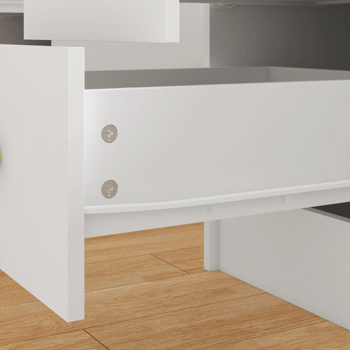 Makeup Vanity Dresser With Tri-Fold Mirror, Glass Top And 15 Bulbs - 40.2 x 53.6 x 19.7