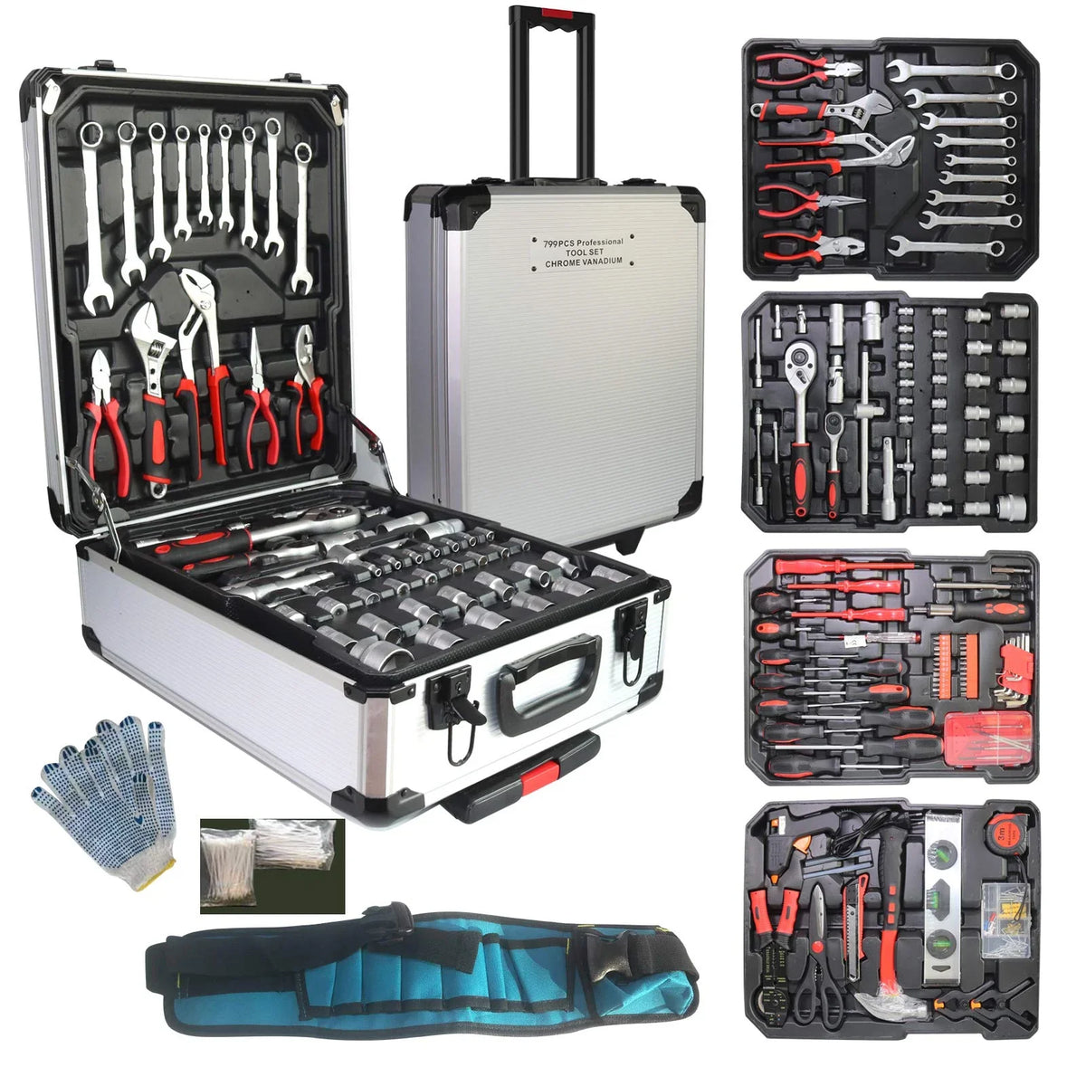 799pcs Household Tool Set With Aluminum Trolley Case