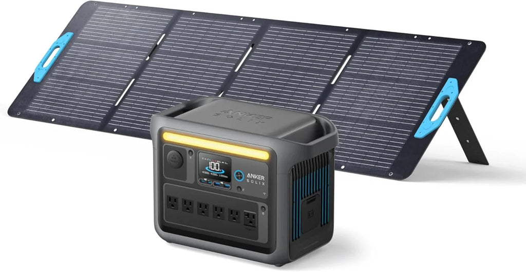 Anker SOLIX C1000 Portable Power Station With 200W Solar Panel, 1800W, 1056Wh LFP Battery, 6 AC Outlets - B17611A3
