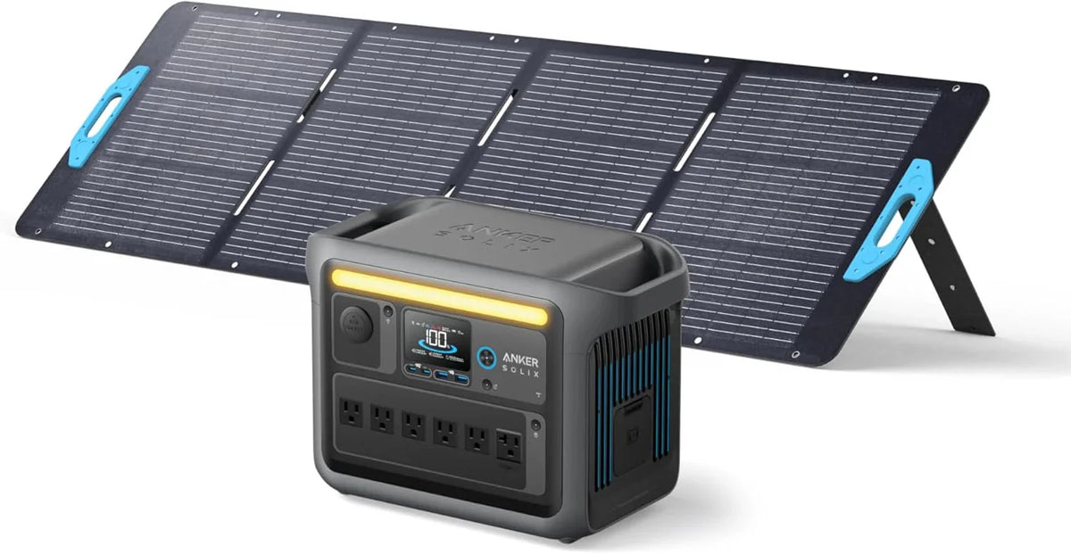Anker SOLIX C1000 Portable Power Station With 200W Solar Panel, 1800W, 1056Wh LFP Battery, 6 AC Outlets - B17611A3