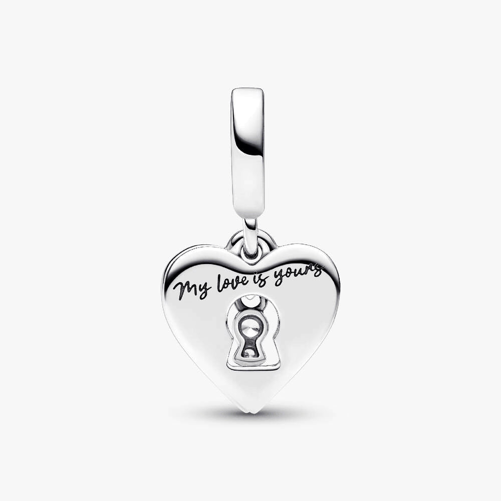 Red Heart & Keyhole Double Dangle Charm
