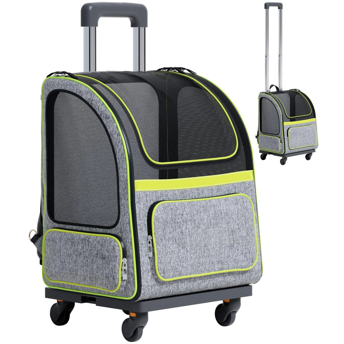 Katziela Pet Backpack Carrier With Removable Wheels And Telescopic Handle - Hybrid Adventurer