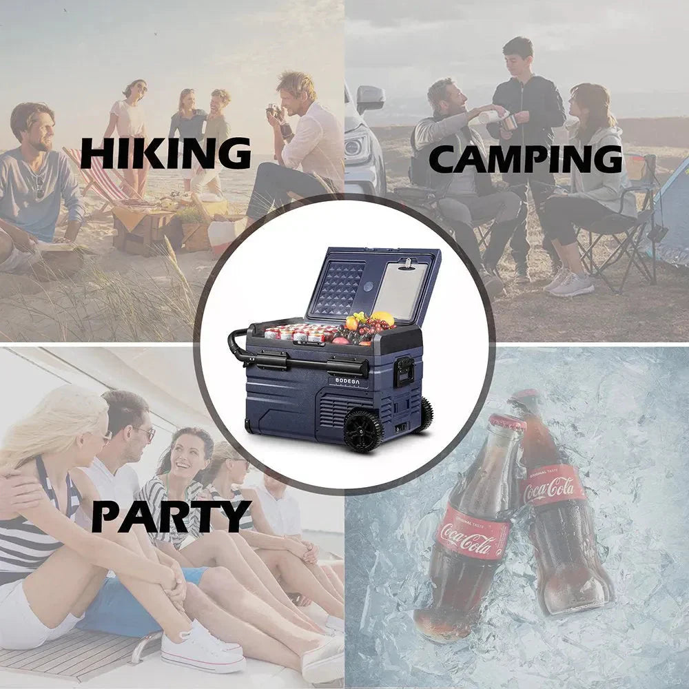 BODEGA 12 Volt 37 Qt Dual Zone Portable Car Refrigerator Freezer - Dark Blue and Black