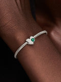 Engravable Green Stone Heart Charm