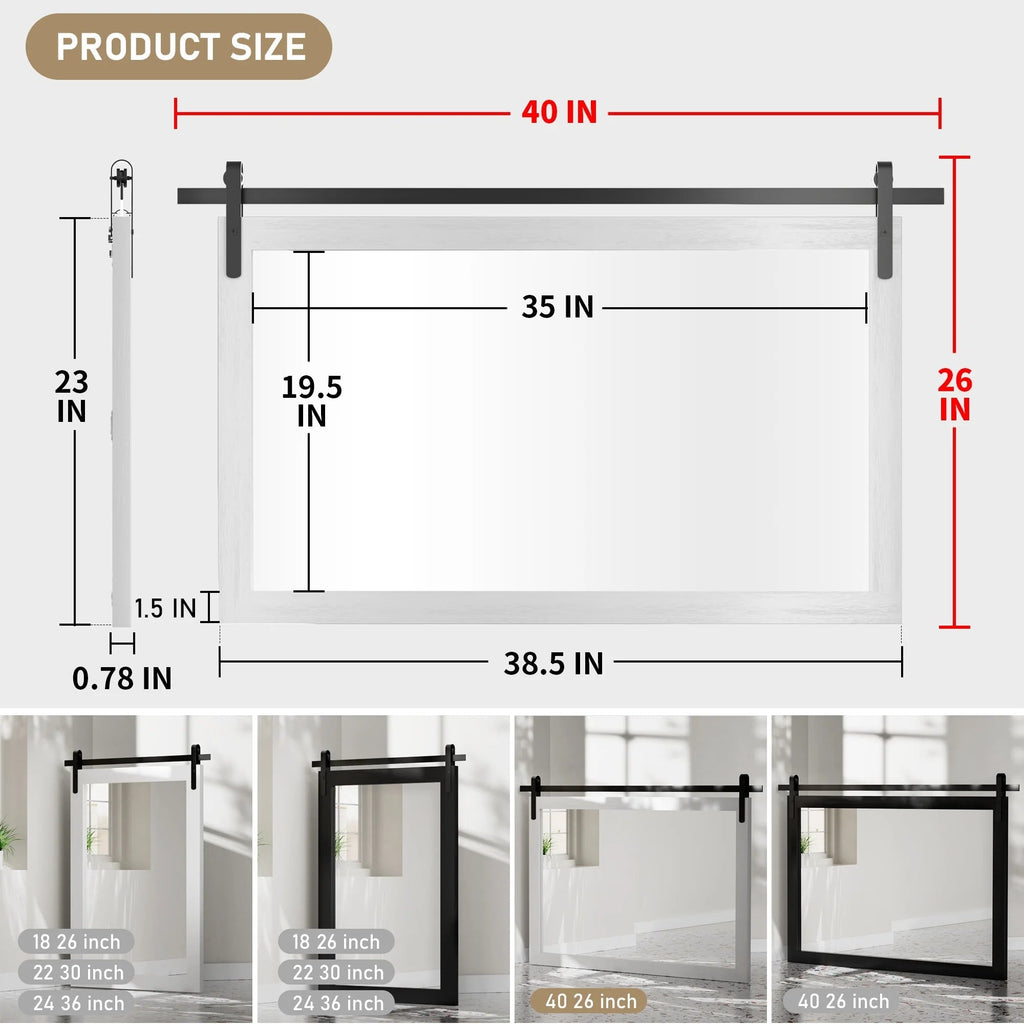 Rectangular Wall Mirror With Wood Frame, 18 x 26 in, 22 x 30 in, 24 x 36 in, or 40 x 26 in - Multiple Sizes