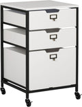 4-Drawer Portable Storage Organizer Cart, Charcoal Grey/White, Metal and Wood - 15.5 in W x 12.25 in D x 29.75 in H