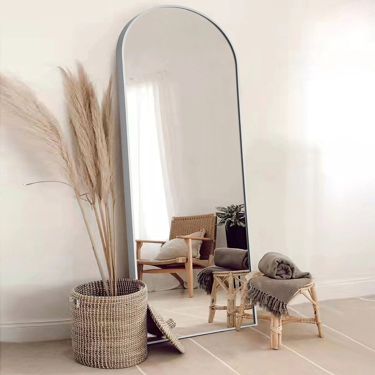 Arched Full-Length Floor Mirror - Standing And Wall-Mounted