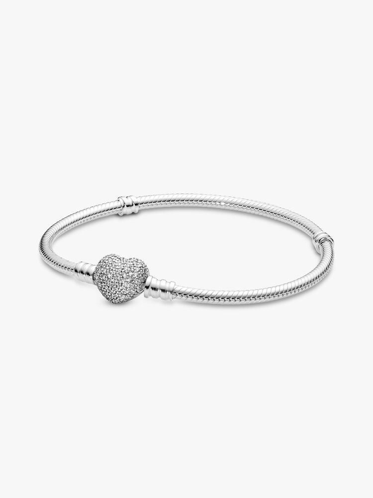 Moments Sparkling Heart & Snake Chain Bracelet